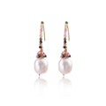 Charlene Tourmaline Wired Wrapped Baroque Pearl  Earrings