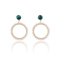 Hellen Pearl Wire Wrapped Earrings With Malachite